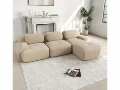 Discount Sofá angular 3 plazas modular - de Pana - con 3 cojines y otomana - 298x178x75cm - Todos Los Sofás|Sofás Club