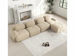Online Sofá angular 4 plazas modular - de Pana - con 4 cojines y otomana - 388x178x75cm - Sofá Modular|Sofás Club