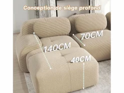 Online Sofá angular 4 plazas modular - de Pana - con 4 cojines y otomana - 388x178x75cm - Sofá Modular|Sofás Club