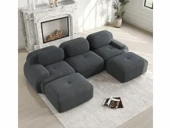 DripeX Sofá angular 3 plazas modular - de Pana - con 3 cojines y 2 otomanas - 298x178x75cm -