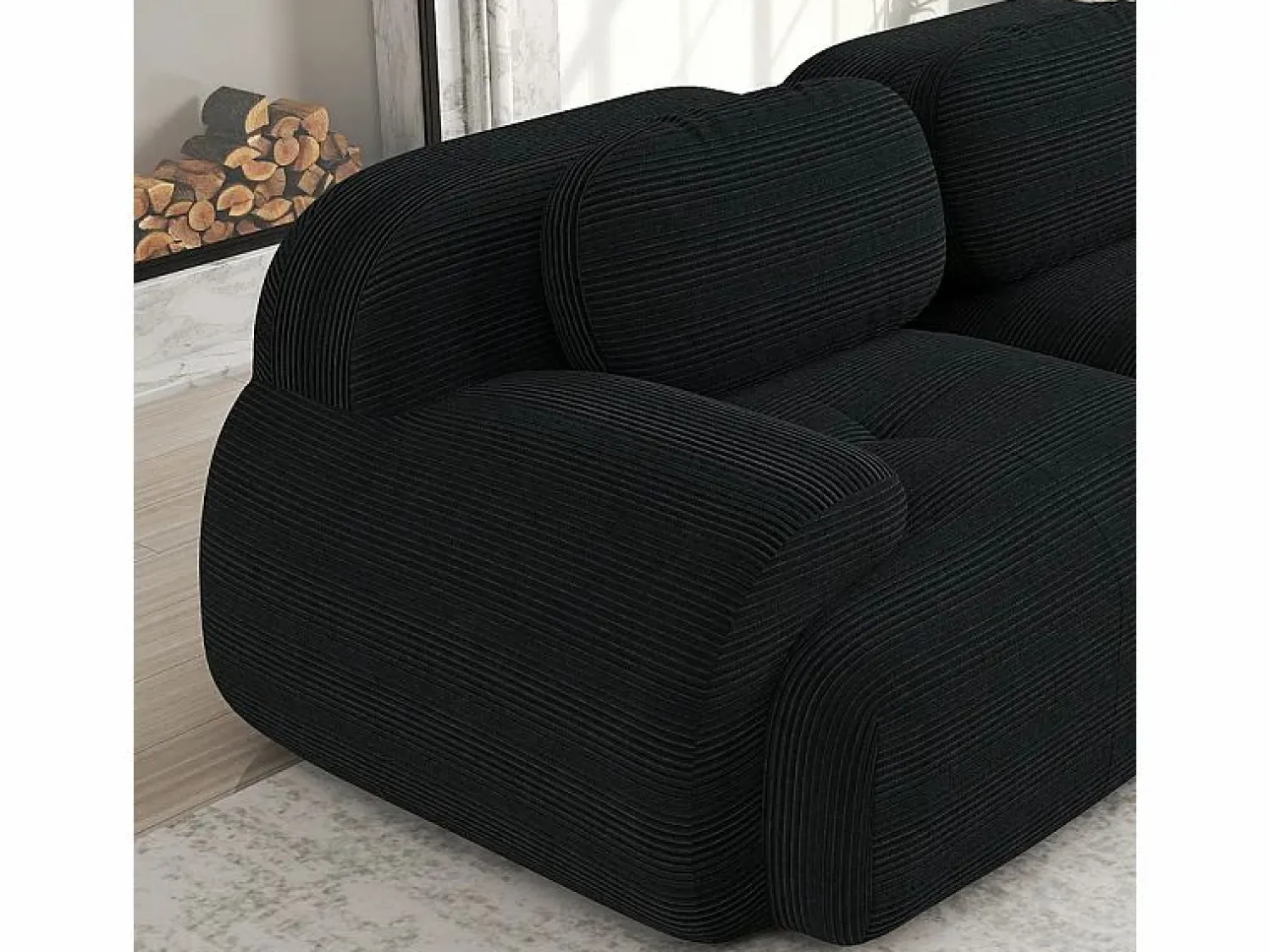 DripeX Sofá angular 2 plazas modular - de Pana - con 2 cojines y otomana - ergonómico - 208x178x75cm -