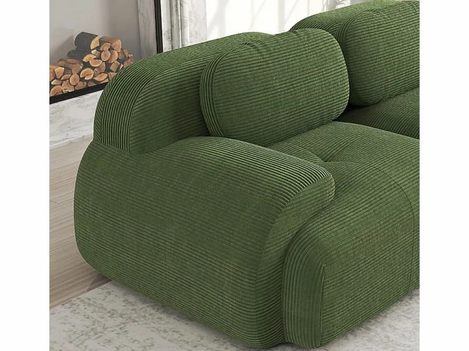 New Sofá angular 2 plazas modular - de Pana - con 2 cojines y otomana - ergonómico - 208x178x75cm - Sofá Modular|Sofás Club
