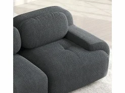 Clearance DripeX Sofá angular 3 plazas modular - de Pana - con 3 cojines y otomana - 298x178x75cm - Gris
