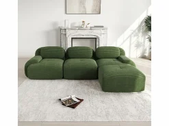 Clearance Sofá angular 3 plazas modular - de Pana - con 3 cojines y otomana - 298x178x75cm - Sofás Club