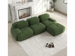Clearance Sofá angular 3 plazas modular - de Pana - con 3 cojines y otomana - 298x178x75cm - Sofás Club
