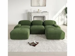 Online Sofá angular 3 plazas modular - de Pana - con 3 cojines y 2 otomanas - 298x178x75cm - Sofás Club