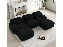 Hot Sofá angular 3 plazas modular - de Pana - con 3 cojines y 2 otomanas - 298x178x75cm - Sofás Club