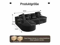 DripeX Sofá angular izquierdo de Pana de canalé grueso con 4 cojines - 265x67x40,5cm -