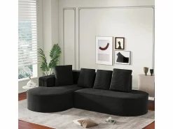 DripeX Sofá angular izquierdo de Pana de canalé grueso con 4 cojines - 265x67x40,5cm -