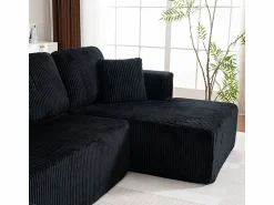 Sofá angular panorámico - Terciopelo acanalado - 4 cojines, 2 orejeros, 2 chaises - 332x156x88cm Sofá Modular|Sofás Club