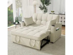 Outlet Sofá de 2 plazas - Sillón convertible con portavasos y bolsillo portaobjetos - cojines y ruedas Sofá Relax
