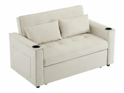 Outlet Sofá de 2 plazas - Sillón convertible con portavasos y bolsillo portaobjetos - cojines y ruedas Sofá Relax