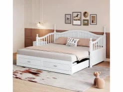 Merax Sofá cama - 90/180 x 190 cm - 2 cajones - madera de pino + contrachapado + MDF -