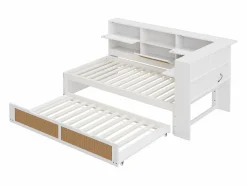 Online Merax Sofá cama - 90 x 200 cm + 90 x 190 cm - Canapé - Madera de pino + contrachapado + MDF - Blanco