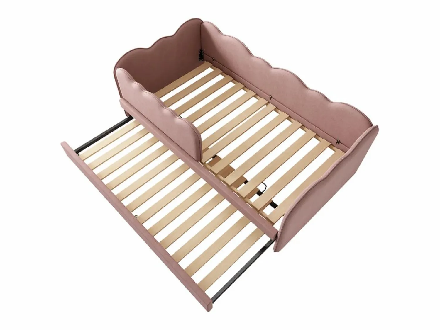 ModernLuxe Sofá cama 90×190 cm - con cama nido 90×190 cm - decoración de olas - con somier de láminas - Terciopelo - (sin colchón)