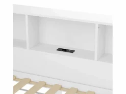 ModernLuxe Sofá cama 140×200 cm - con cama nido - con tira LED luminosa - con puerto USB - (colchón no incluido) Blanco