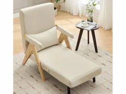 Sofá cama 3 en 1, plegable - 64 x 68,5 x 93 cm - Tejido de lino - Con función de descanso Sillón Cama