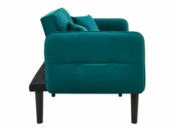 Outlet Sofá cama 2 en 1 regulable - Respaldo regulable - Patas de sofá de madera y cojines incluidos - Terciopelo - 176 x 78 x 76 cm - Sofá Vintage