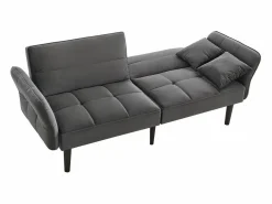 Online Sofá cama 2 en 1 regulable - Respaldo regulable - Patas de madera y cojines incluidos - Terciopelo - 176 x 78 x 76 cm - Sofá Vintage