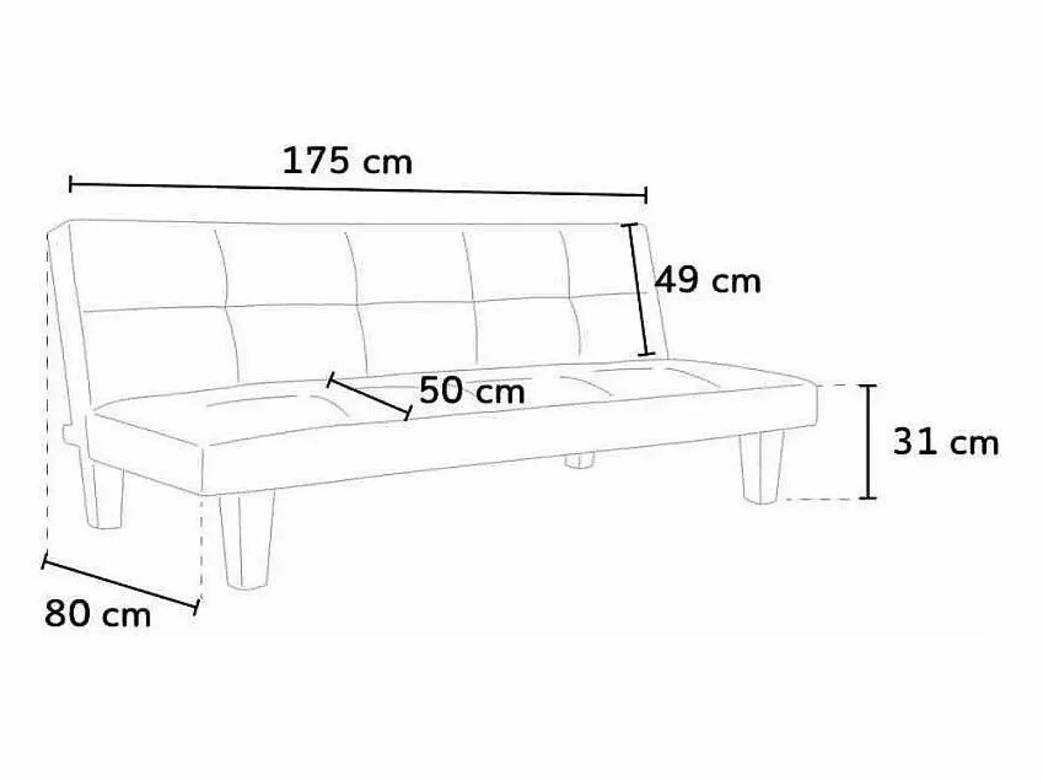 Best Modus Sofa Sofá cama 3 plazas cuero polipiel Topazio pronto letto - Negro
