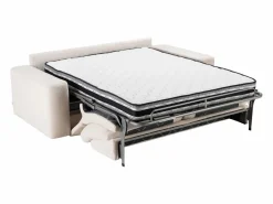 Vente-unique Sofá cama 3 plazas exprés en tela texturizada 160 cm colchón 16 cm DAVISO Beige