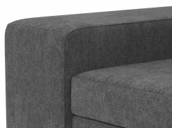 Sofá Cama 3 Plazas Oscuro con Chaise Longue Reversible Lado Derecho/Izquierdo - Reposacabezas Ajustables - 2 Pufs (263 x 127 x 96 cm) - JOHN