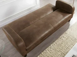 Discount Vente-unique Sofá cama 3 plazas tela aspecto vintage marrón INICIO Marru00f3n