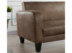 Discount Vente-unique Sofá cama 3 plazas tela aspecto vintage marrón INICIO Marru00f3n