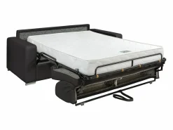 Discount Vente-unique Sofá cama 3 plazas tipo italiano piel sintética negra colchón 16 cm - CALITO Negro