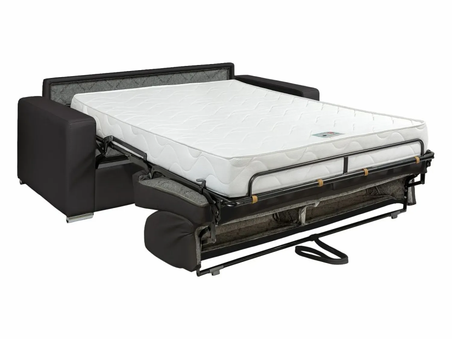Discount Vente-unique Sofá cama 3 plazas tipo italiano piel sintética negra colchón 16 cm - CALITO Negro