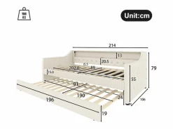 Hot Sofá cama 90 x 200 cm - con iluminación LED - con cama nido - con USB - lino - con somier de láminas - ​​​ Cama Diván