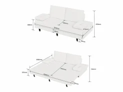 Discount Sofá cama 90 x 200 cm, cama nido con malla, cama doble extensible multifuncional 2 en 1, sofá cama de 2 plazas, lino Blanco