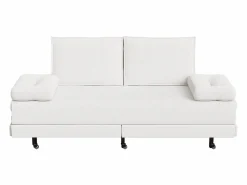 Discount Sofá cama 90 x 200 cm, cama nido con malla, cama doble extensible multifuncional 2 en 1, sofá cama de 2 plazas, lino Blanco