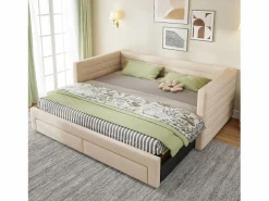 Online Sofá cama acolchado 90×190 cm - con 2 cajones - con somier de láminas - (colchón no incluido) Cama Diván