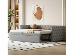 ModernLuxe Sofá cama acolchado en terciopelo - 90/180x200 cm - marco de cama nido - con somier de láminas -