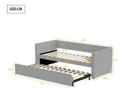ModernLuxe Sofá cama acolchado en terciopelo - 90/180x200 cm - marco de cama nido - con somier de láminas -