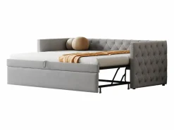 ModernLuxe Sofá cama acolchado en terciopelo - 90/180x200 cm - marco de cama nido - con somier de láminas -