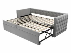 ModernLuxe Sofá cama acolchado en terciopelo - 90/180x200 cm - marco de cama nido - con somier de láminas -