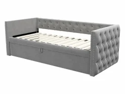 ModernLuxe Sofá cama acolchado en terciopelo - 90/180x200 cm - marco de cama nido - con somier de láminas -