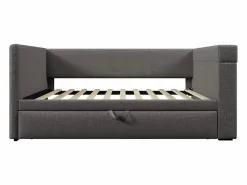 ModernLuxe Sofá cama acolchonado 90x190 cm - con cama extensible 90x190 cm - con puertos USB y Type-C - con portavasos - (sin colchón)