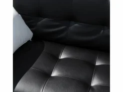 Hot Modus Sofa Sofá cama biplaza de cuero artificial con reposabrazos y cojines Agata Pronto Letto - Negro