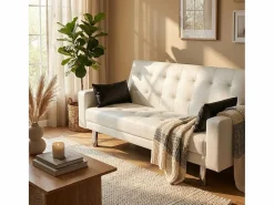 Modus Sofa Sofá cama biplaza de cuero artificial con reposabrazos y cojines Agata Pronto Letto -