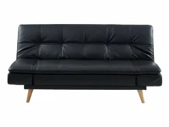 Vente-unique Sofá cama clic-clac 3 plazas piel sintética negra ZARINA