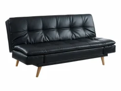 Vente-unique Sofá cama clic-clac 3 plazas piel sintética negra ZARINA