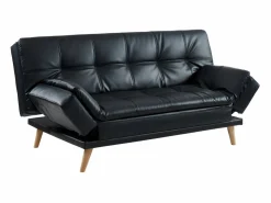 Vente-unique Sofá cama clic-clac 3 plazas piel sintética negra ZARINA