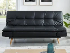 Vente-unique Sofá cama clic-clac 3 plazas piel sintética negra ZARINA