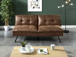 Vente-unique Sofá cama clic-clac 3 plazas,microfibra envejecida PEGULA