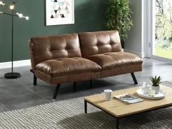 Vente-unique Sofá cama clic-clac 3 plazas,microfibra envejecida PEGULA