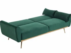 Hot Sofá cama clic-clac de 3 plazas de terciopelo verde LAUNEI Sofá Vintage