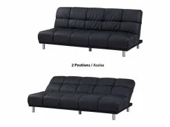 Clearance SENHO Sofá cama clic-clac de 3 plazas estilo retro setentero con acabado en PU - MELLOW Negro
